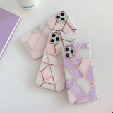For Apple Iphone15promax 14plus Plating Stitching Marble Phone Case 12 Double-sided Lamination For Geometry 13pro Phone Case