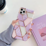 For Apple Iphone15promax 14plus Plating Stitching Marble Phone Case 12 Double-sided Lamination For Geometry 13pro Phone Case