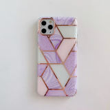 For Apple Iphone15promax 14plus Plating Stitching Marble Phone Case 12 Double-sided Lamination For Geometry 13pro Phone Case