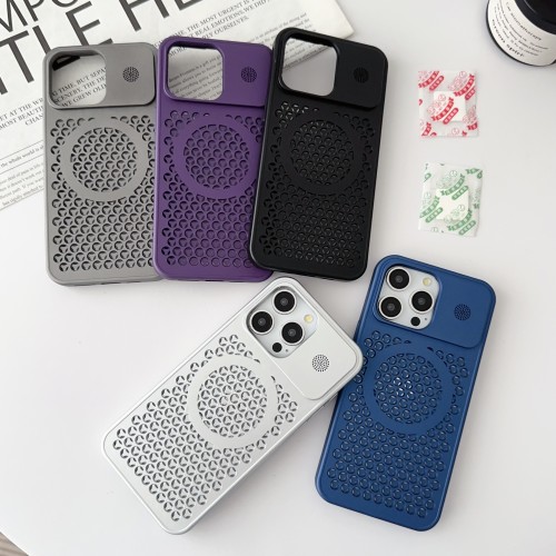 Heat Dissipation Phone Case For iPhone 13 14 12 15 16 Pro Max Plus Metal Paint Aromatic For Maghafe Wireless Charging funda iphone