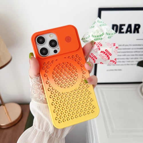 Heat Dissipation Mesh Magsafe Wireless Charge Gradient Pattern Case For iPhone 16 15 12 13 14 Pro Max 15 Plus Soft Silicone Cover