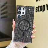 Dazzling For Magsafe Glitter Rhinestone Phone Case For Samsung S23 S24 Ultra Magnetic Wireless Charging Plated Protection Cover