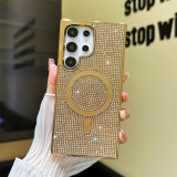 Dazzling For Magsafe Glitter Rhinestone Phone Case For Samsung S23 S24 Ultra Magnetic Wireless Charging Plated Protection Cover