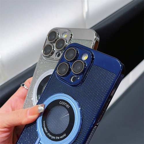 Ultra Thin Plating Heat Dissipation Phone Case Luxury For Magsafe Cooling Magnetic Stand Cover For iPhone 15 Pro Max 14 13 12 11