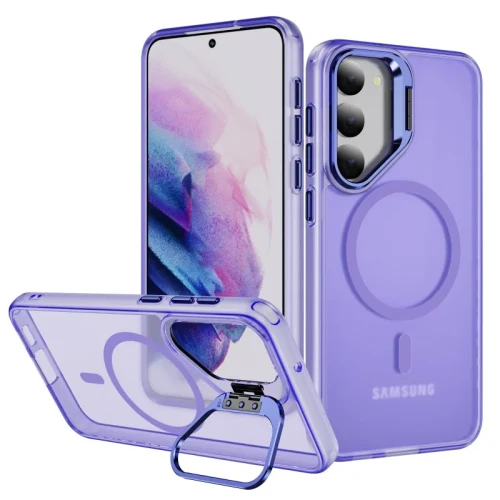 For Magsafe Frosted Magnetic S24 Ultra Phone Case for Samsung Galaxy S24 Plus Electroplating Lens Holder Fall Prevention Cover