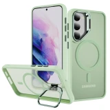 For Magsafe Frosted Magnetic S24 Ultra Phone Case for Samsung Galaxy S24 Plus Electroplating Lens Holder Fall Prevention Cover