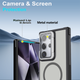 For Magsafe Magnetic Wirelesss Charging Case For Samsung Galaxy S24 Ultra S23 Plus Clear Lens Sheet Camera Protector stand Cover