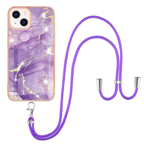 Plating Crossbody Lanyard Phone Case For iPhone 15 14 13 12 11 Pro Max Plus X XS XR 7 8 Mini Marble Bling Glitter Strap Cove