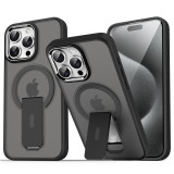 Luxury For Magsafe Folding Stand Magnetic Phone Case For iPhone 17 Air 16 15 14 Plus 13 12 11 Pro Max Matte Translucent Shockproof Cover