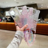 Drop Glue Glitter Strap Case For Samsung Galaxy S24 Ultra S22 S23 Plus A55 A54 A15 Butterfly Crystal Bracelet Four Corners Cover