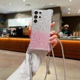 With Lanyard Gradient Bling Sequin Phone Case For Samsung Galaxy S24 S23 S22 Ultra S24 Plus A55 A15 A54 A34 A14 A53 A33 A13