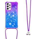Neck Strap Clear Glitter Liquid Quicksand Case For Samsung Galaxy S23 S22 S21 Ultra S20 FE S9 S10 Plus Note 20 Cute Color Cover