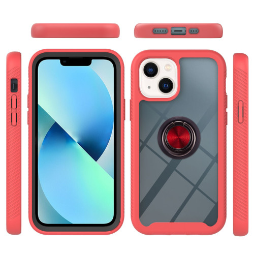 3IN1 Shockproof Transparent Ring Holder Phone Case For iPhone 15 14 13 12 Pro Max Mini Plus Fashion Luxury Stand Clear Back Cove