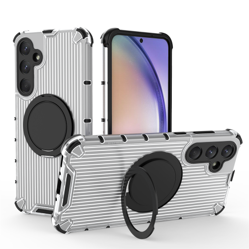 Luxury Armor Stripe Magnetic Stand Phone Case for Samsung S24 Ultra S23 Plus A55 A54 A35 A34 A25 A15 A14 A13 5G Shockproof Cover