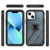 3IN1 Shockproof Transparent Ring Holder Phone Case For iPhone 15 14 13 12 Pro Max Mini Plus Fashion Luxury Stand Clear Back Cove