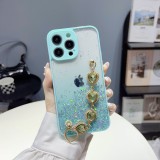 Glitter Love Heart Bracelet Gradient Phone Case For iPhone 17 Air 16  15 14 13 12 11 Pro Max Plus Mini X XS XR 7 8 6 6S Bling Luxury Cover