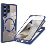 Clear Full Cover for Samsung Galaxy S24 Ultra S22 S21 S23 FE Magnetic Phone Case With PET Screen Protector Camera Protection