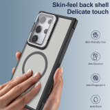 For Magsafe Magnetic Wirelesss Charging Case For Samsung Galaxy S24 Ultra S23 Plus Clear Lens Sheet Camera Protector stand Cover