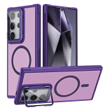 For Magsafe Magnetic Wirelesss Charging Case For Samsung Galaxy S24 Ultra S23 Plus Clear Lens Sheet Camera Protector stand Cover