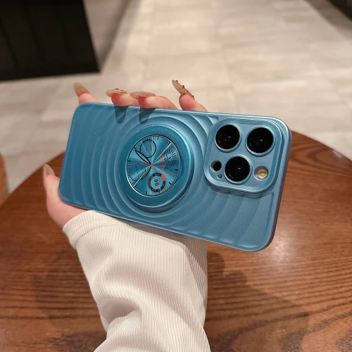 Luxury Magnetic PC Suction Phone Case for iPhone 15 14 13 Pro Max Wave Pattern Senior Bracket Shell Back Cover