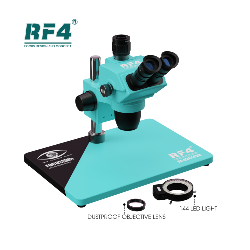 RF4 HD Trinocular Stereo Microscope RF-6565PRO Nine-speed Zoom Lock Key, Eyepiece Adjustable，Multi-layer Lens Dust Structure