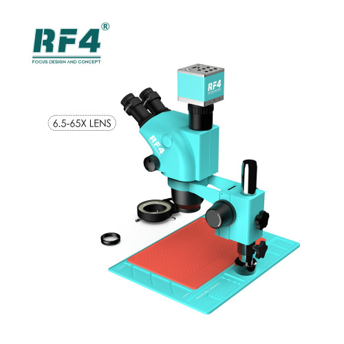 RF4 HDMI 1080P 4K HD Camera PBC Repair Optical Instrument 6.5X-65X Triocular Zoom Microscope RF6565TV-PO4-4KC2