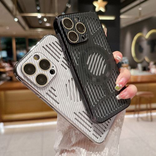Luxury Carbon Fibre Heat Dissipation Magnetic Phone Case For iPhone 15 14 13 12 Pro Max Camera Protection For Magsafe Back Cover