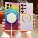 Colorful Love Heart Plating Magnetic Case For Samsung Galaxy S24 S23 S21 S22 Ultra Plus S20 FE For Magsafe Soft TPU Back Cover