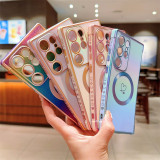 Colorful Love Heart Plating Magnetic Case For Samsung Galaxy S24 S23 S21 S22 Ultra Plus S20 FE For Magsafe Soft TPU Back Cover