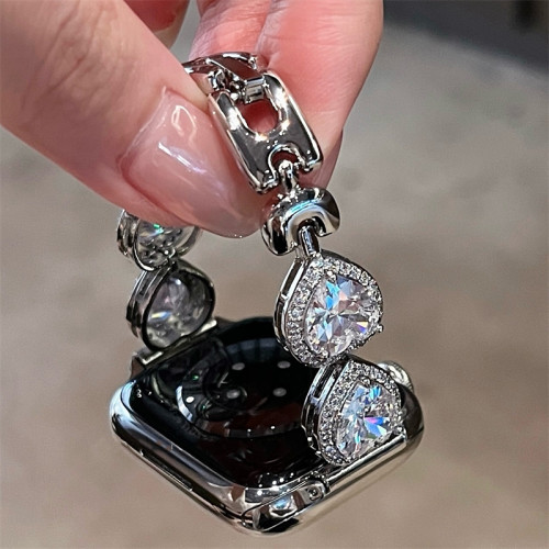 Glitter Shining Love Metal Strap For Apple Watch Series 9 8 7 6 SE 4 5 45/44/42mm Fashion Watchband IWatch Ultra 2 49mm 40/38mm