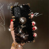 Fashion Bling Rose Flower Case For Samsung Galaxy S24Ultra S23 S22 Plus S21 S20 Note 20 A54 A15 A25 A55 A53 Square Plating Cover