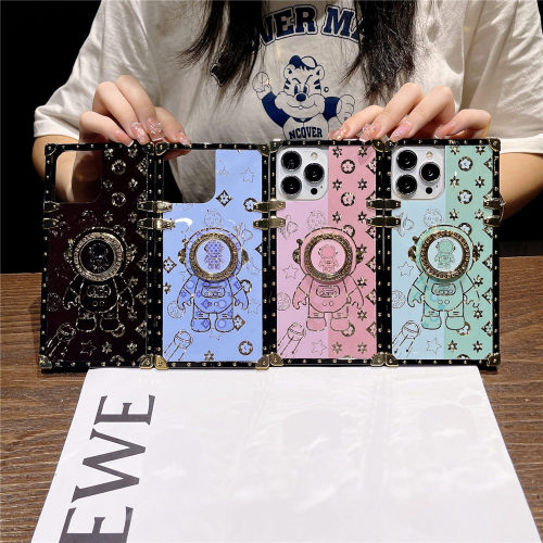 Fashion Ring Stand Cover Astronaut Plating Flower Case For Samsung Galaxy S24Ultra S23 S22 S21 S20 Note 20 A15 S10 S9 A53 A54