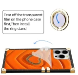 Bling 3D Love Heart Square Leather Ring Holder Case For Samsung S24 Ultra S23 S22 S21 Plus S23 FE A34 A24 A54 Shockproof Cover