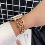 Metal Diamond Strap for Apple Watch 9 8 7 45mm 41mm Women Stainless Steel Swan Style Bracelet IWatch 6 5 4 3 SE 44mm 40mm 42mm