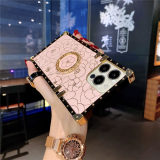 Square Ring Bracket Cover Gold Plating Flower Case For Samsung Galaxy S24Ultra S23 S22 S21 S20 Note 20 A15 S10 S9 A53 A54