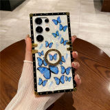 Shell Pattern Butterfly Case Glitter Square Plating Cover For Samsung Galaxy S23 S24 S22 S21 S20 Note 20 Ultra 10 9 S23 FE A54