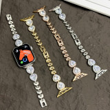Women Metal Band for Apple Watch 40mm 41mm 42mm 44mm 45mm 38 49mm Slim Diamond Bracelet Iwatch Series 9 8 7 6 5 Se Ultra 2 Strap