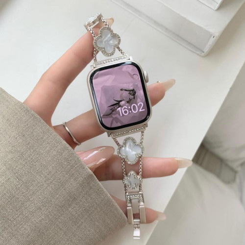 Women Diamond Bracelet Four-leaf clover Metal Strap for Apple Watch Ultra2 49/45/44/42/41/40/38mm Iwatch Series 9 8 7 SE 6 5 4 3