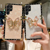 Shell Pattern 3D Butterfly Square Case For Samsung Galaxy S24Ultra S23 S22 S21 S20 S8 S9 S10 Plus Note 20 10 Plating Cover