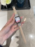 Jewelry band For Apple Watch ultra-2-9-8-7-6-5-4-3-SE 49mm 45mm 41mm 42-40mm-44mm Women Luxury diamond slim Leather iWatch strap