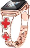 Women Diamond Bracelet Four-leaf clover Metal Strap for Apple Watch Ultra2 49/45/44/42/41/40/38mm Iwatch Series 9 8 7 SE 6 5 4 3