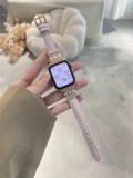 Jewelry band For Apple Watch ultra-2-9-8-7-6-5-4-3-SE 49mm 45mm 41mm 42-40mm-44mm Women Luxury diamond slim Leather iWatch strap