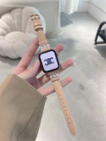 Jewelry band For Apple Watch ultra-2-9-8-7-6-5-4-3-SE 49mm 45mm 41mm 42-40mm-44mm Women Luxury diamond slim Leather iWatch strap