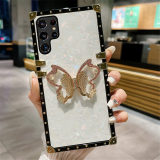 Shell Pattern 3D Butterfly Square Case For Samsung Galaxy S24Ultra S23 S22 S21 S20 S8 S9 S10 Plus Note 20 10 Plating Cover