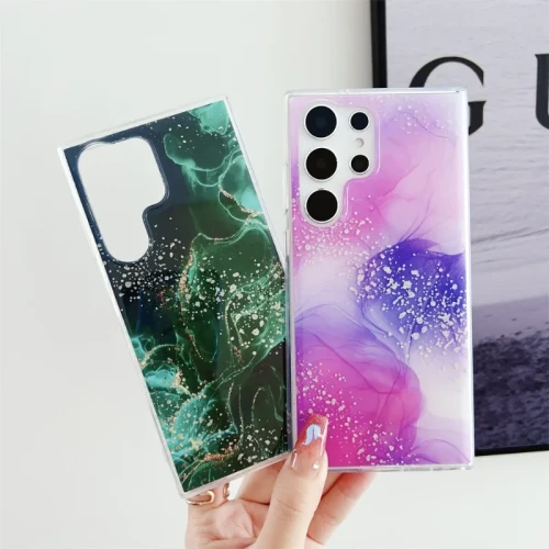 For Samsung s24ultra s24plus s24 S22 S23 S21 Plus Ultra Back Cover PC Camera Anti-drop Phone Case Color Marble Pattern