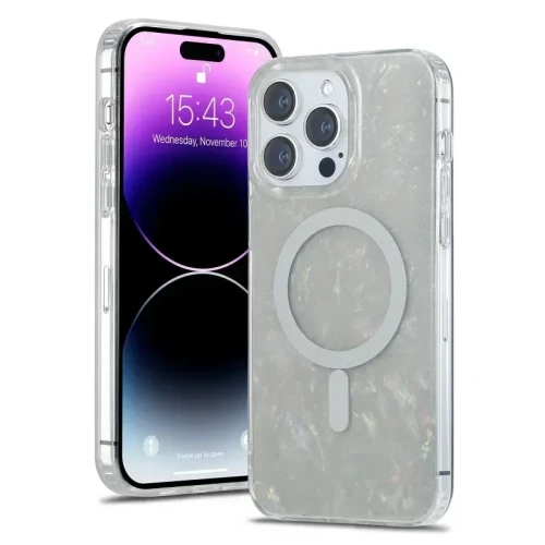 Cute Glitter Shell Pattern For Magsafe Magnetic Phone Case for iPhone 15 Pro Max Plus 2024 Hard PC Protective Shockproof Cover