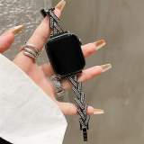 Metal Steel Strap For Apple Watch Series 9 8 7 6 SE 4 5 45/44/42mm Luxury Glitter Diamond Bracelet IWatch Ultra2 49mm 40mm 38mm
