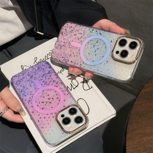 Gradient  strong magnetic suction for iPhone 15 14 13 pro max case Magsafe wireless charging anti drop protection cover bumper