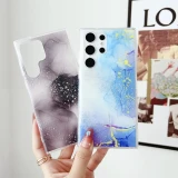 For Samsung s24ultra s24plus s24 S22 S23 S21 Plus Ultra Back Cover PC Camera Anti-drop Phone Case Color Marble Pattern