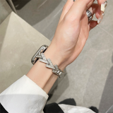 Metal Steel Strap For Apple Watch Series 9 8 7 6 SE 4 5 45/44/42mm Luxury Glitter Diamond Bracelet IWatch Ultra2 49mm 40mm 38mm